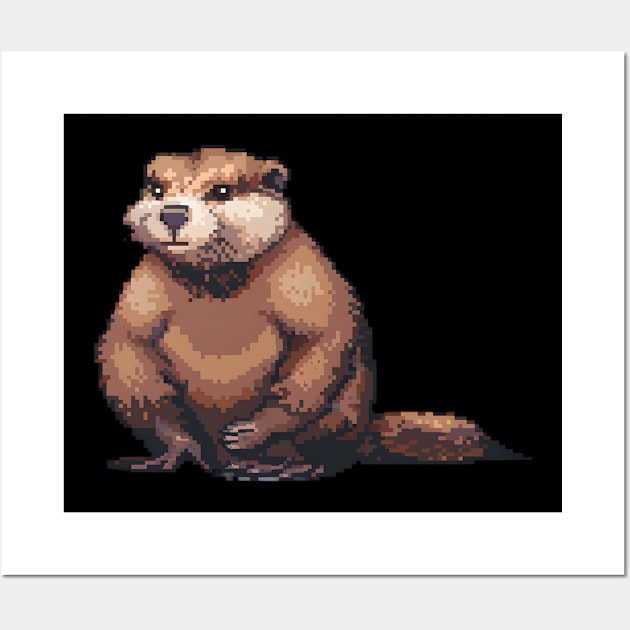 Beaver in Pixel Form Wall Art by Animal Sphere